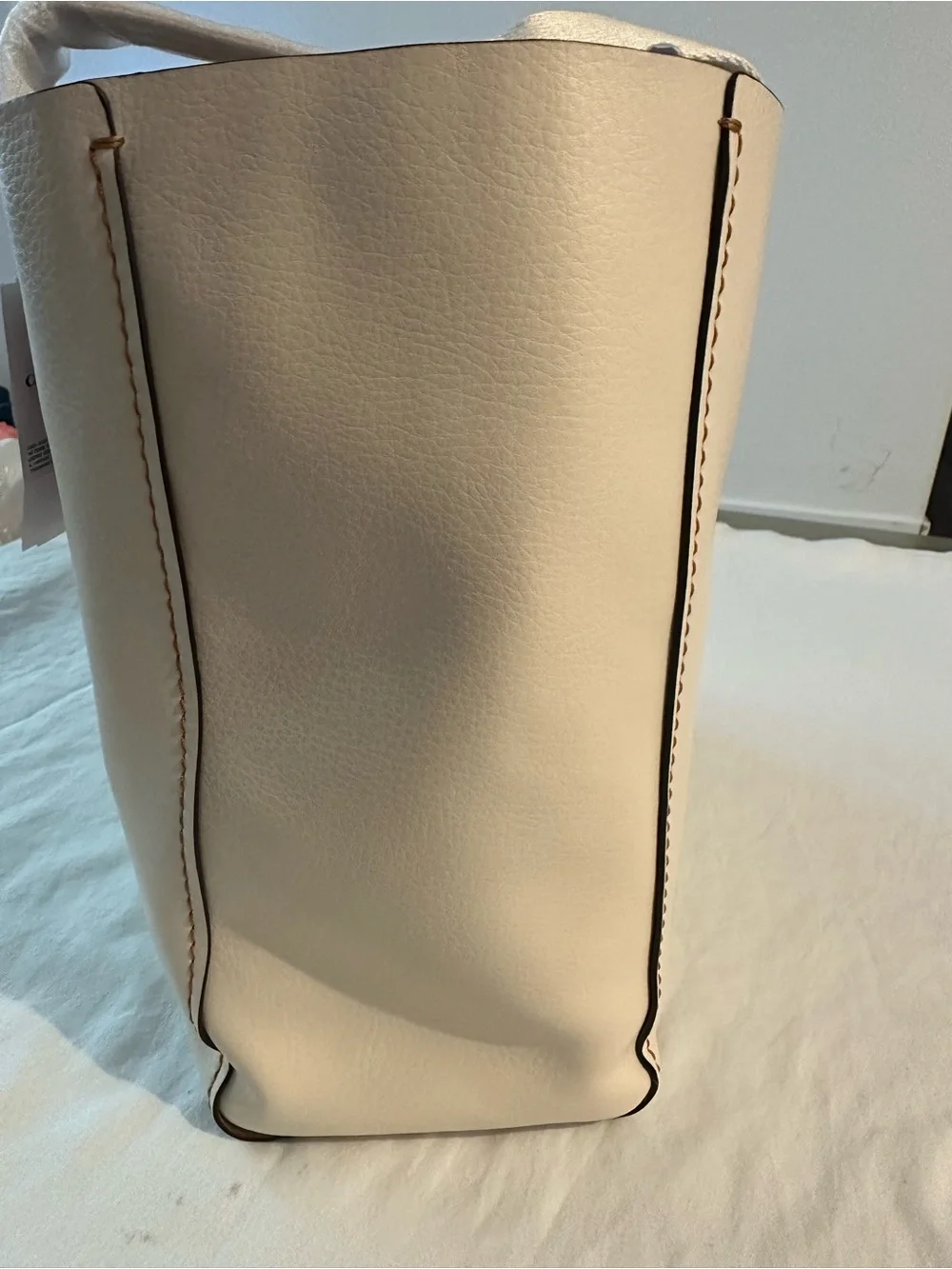 Coach Cream Leather Tote with Gold-Tone Charm - Picture 6 of 7
